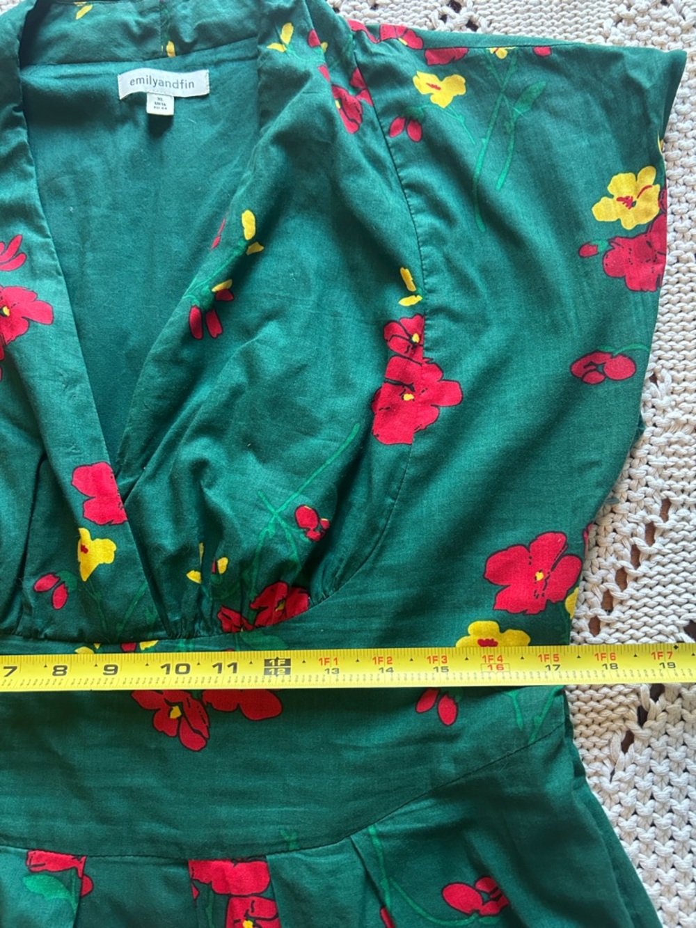 ModCloth Emily and Fin Green Floral Dress sz 12 UK16 - Picture 8 of 10